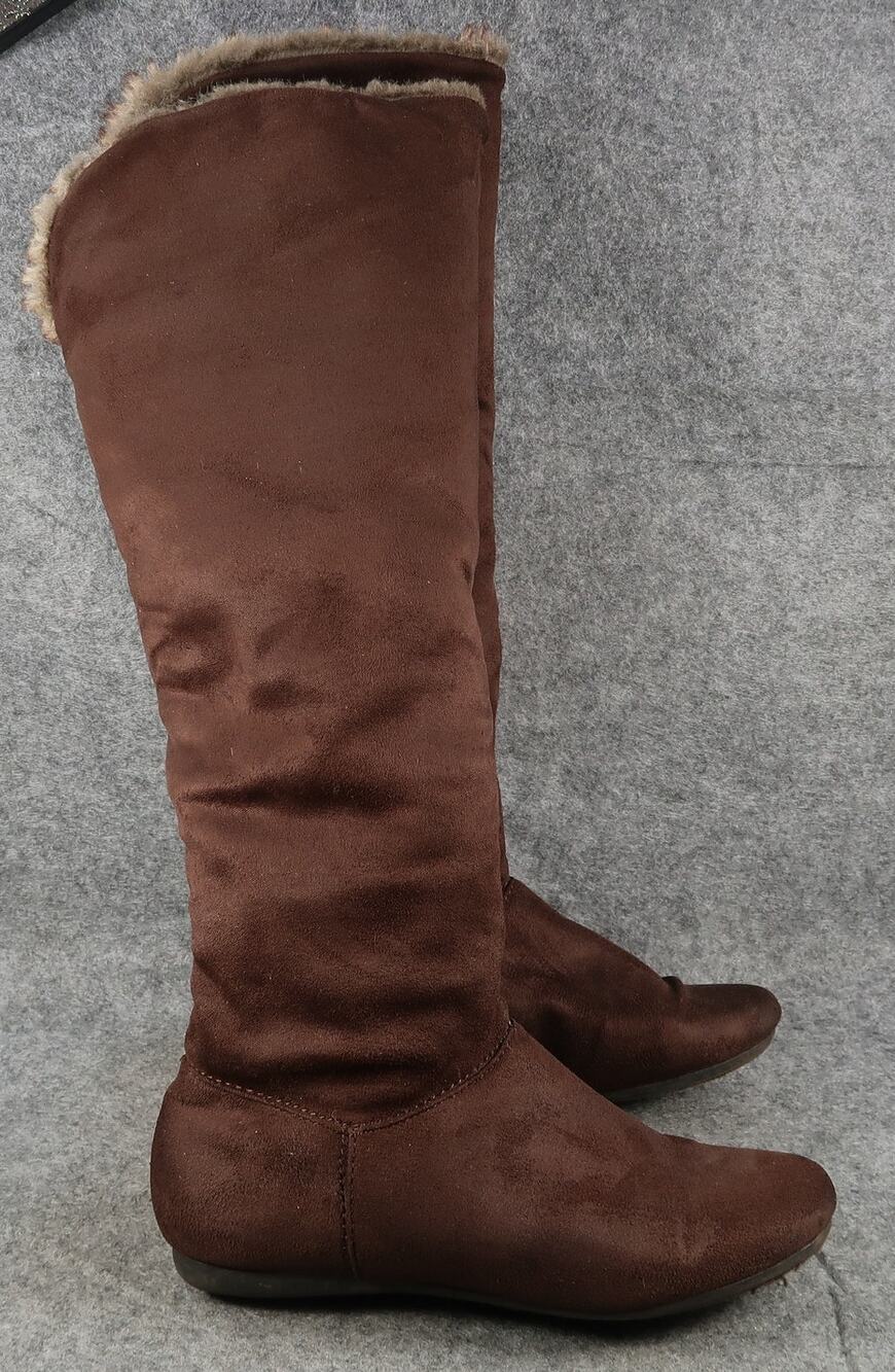 Charlotte Russe Shoes Womens 6 Boots Tall Slouch Pull On Faux Fur Lined Brown